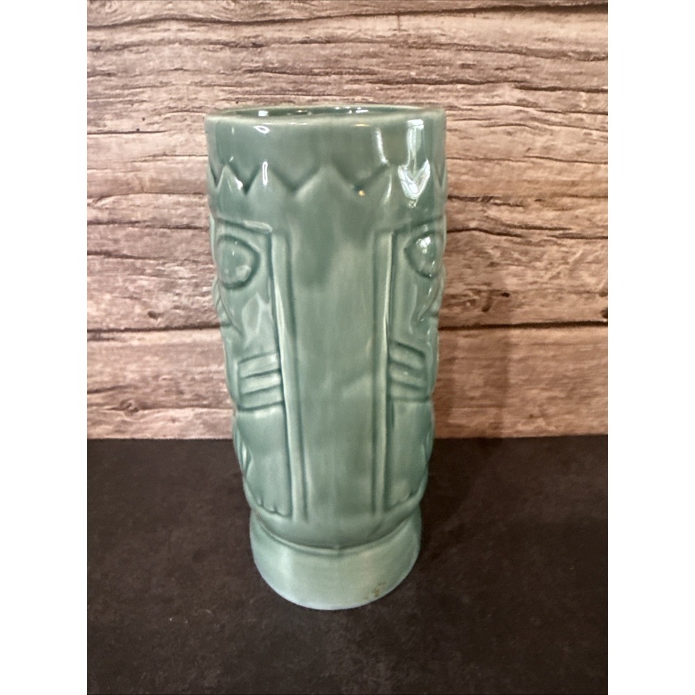 Vintage Blue/Green Tiki Mug 6.5" Tall Made In China DW113, Cocktail Barware - Picture 2 of 6